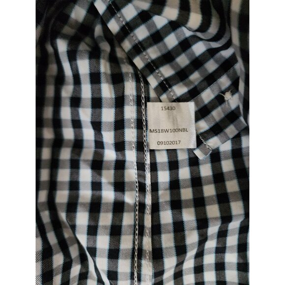 Peter Millar Crown Soft Black/White Plaid Cotton-Silk Button-Down Shirt Medium - Picture 7 of 10